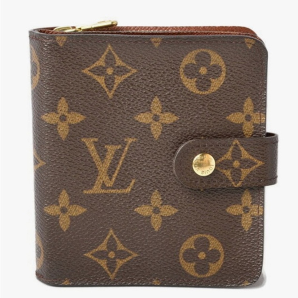 Louis Vuitton Compact Zip SP0094 Brown Canvas Wallet Purse A Excellent Condition